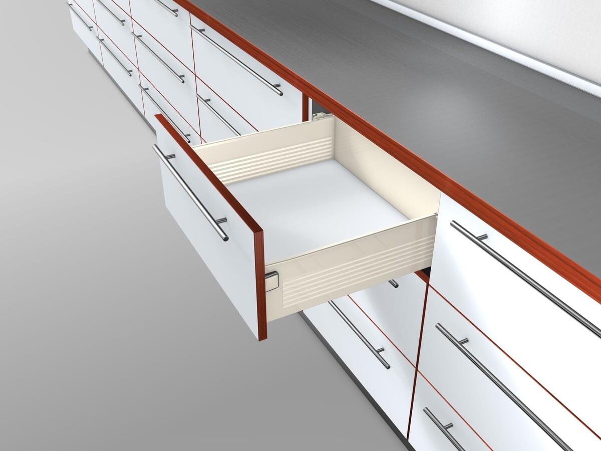 320H3500C Laterala din otel METABOX, H (150 mm), Extragere partiala, 25 kg, NL=350 mm, Versiune cu gheare, stanga/dreapta