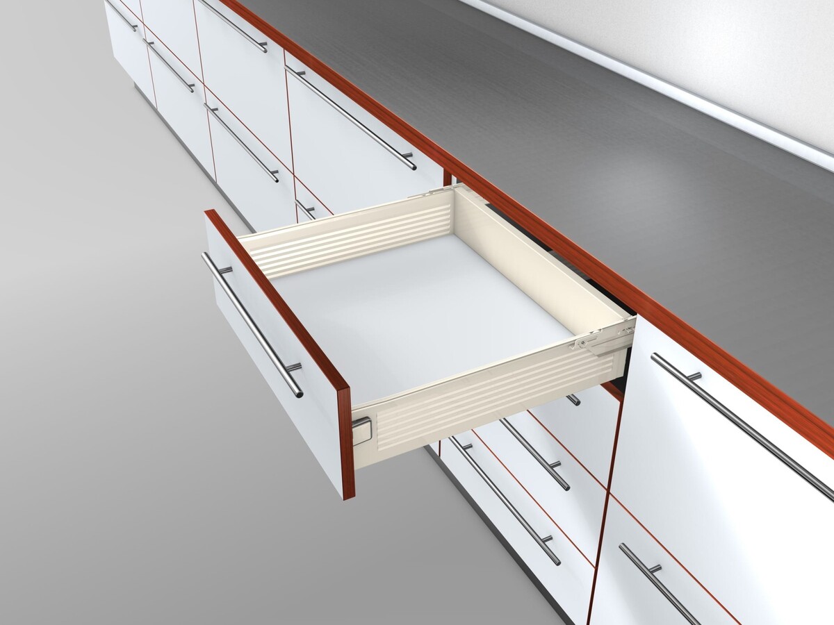 320K3500C Laterala din otel METABOX, K (118 mm), Extragere partiala, 25 kg, NL=350 mm, Versiune cu gheare, stanga/dreapta